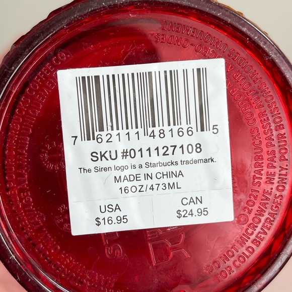 Starbucks Cold Cup Red Jewelled Tumbler cup 16 OZ - Picture 7 of 7